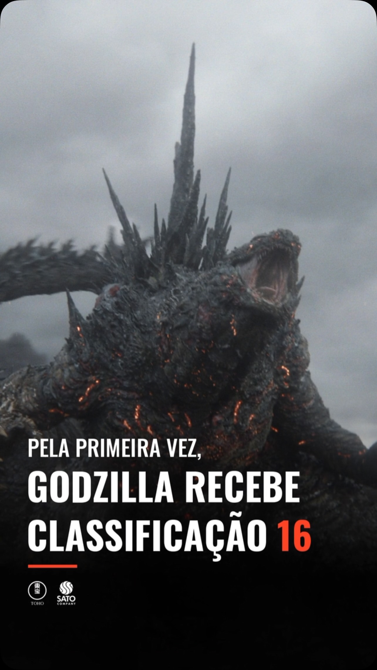 🚨Atenção: GODZILLA MINUS ZERO recebeu classificação indicativa 16 anos no Brasil. “Não recomendado para…